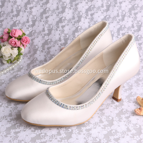 Customized Satin White Shoes for Wedding